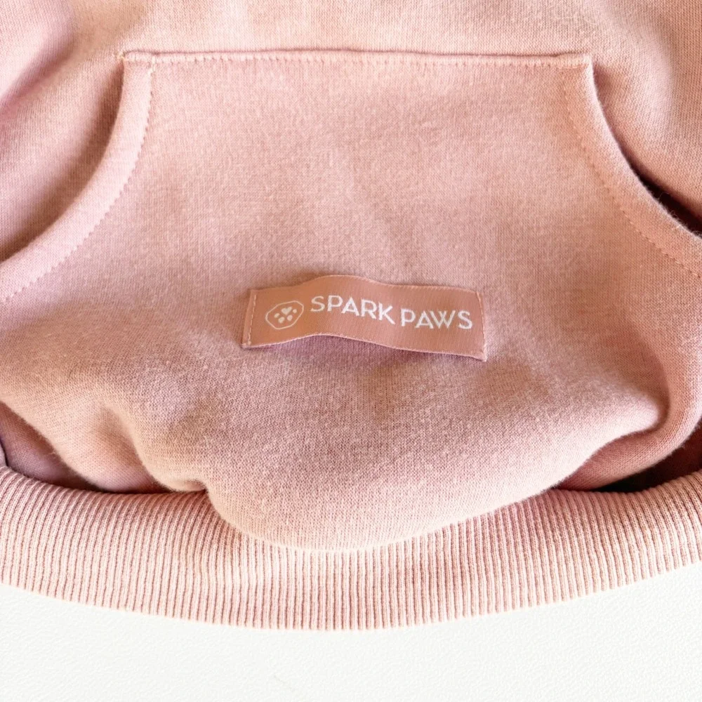 Spark Paws Dog Essential Fleece Lined Hoodie Dusty Rose Pink Pet Sweatshirt 2XL